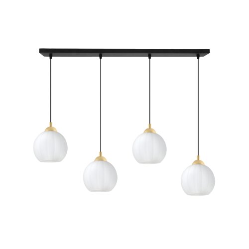 Lampa wisząca sufitowa żyrandol czarno-złoty COSTA szklany kula do salonu kuchni 4 źródła