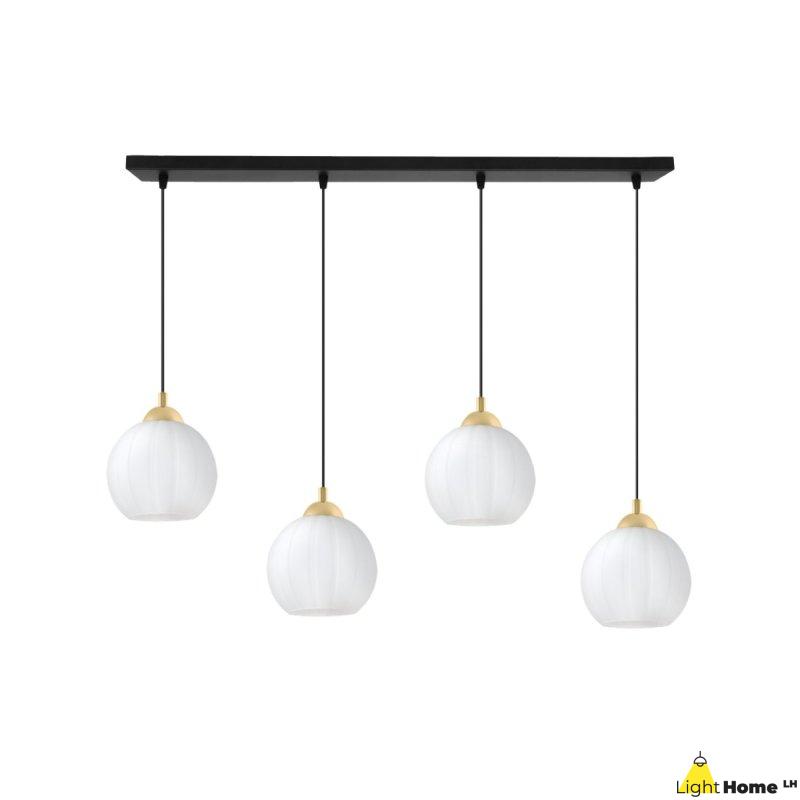 Lampa wisząca sufitowa żyrandol czarno-złoty COSTA szklany kula do salonu kuchni 4 źródła