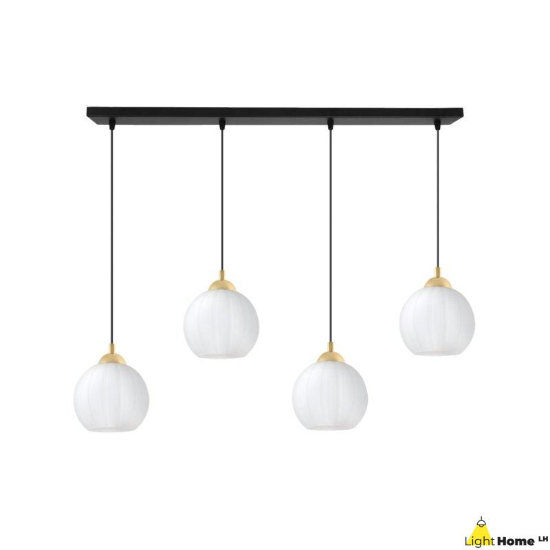 Lampa wisząca sufitowa żyrandol czarno-złoty COSTA szklany kula do salonu kuchni 4 źródła