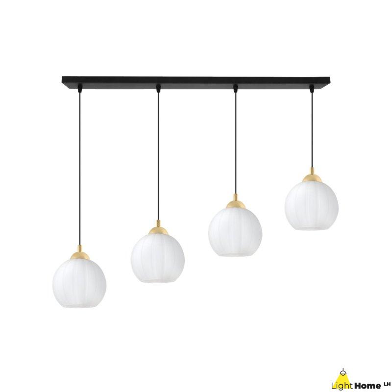 Lampa wisząca sufitowa żyrandol czarno-złoty COSTA szklany kula do salonu kuchni 4 źródła