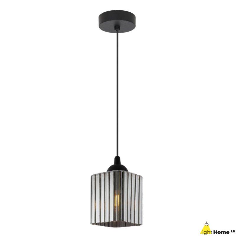 Lampa wisząca sufitowa żyrandol grafitowy RIFFLE szklany pojedynczy do łazienki kuchni