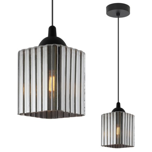 Lampa wisząca sufitowa żyrandol grafitowy RIFFLE szklany pojedynczy do łazienki kuchni