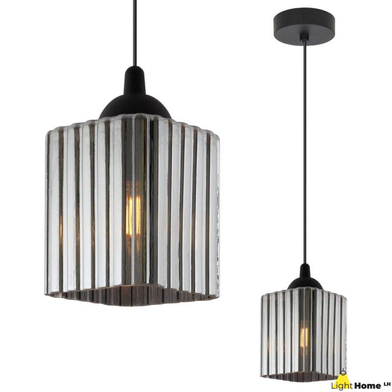 Lampa wisząca sufitowa żyrandol grafitowy RIFFLE szklany pojedynczy do łazienki kuchni