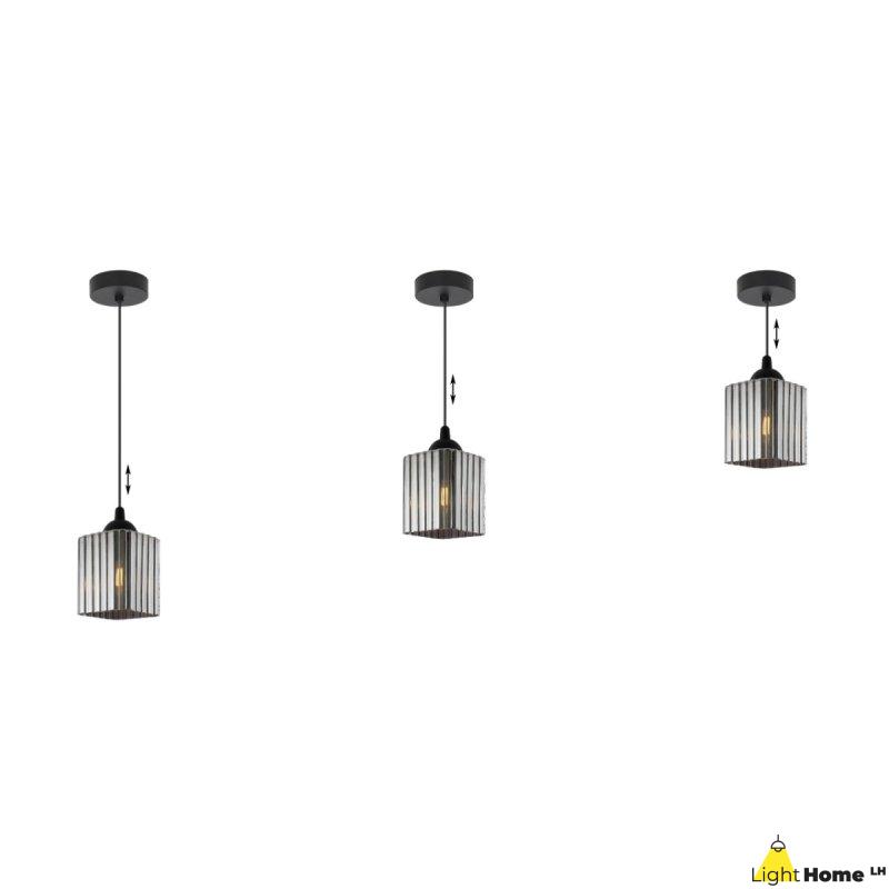 Lampa wisząca sufitowa żyrandol grafitowy RIFFLE szklany pojedynczy do łazienki kuchni