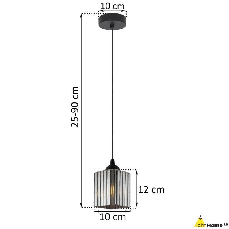 Lampa wisząca sufitowa żyrandol grafitowy RIFFLE szklany pojedynczy do łazienki kuchni