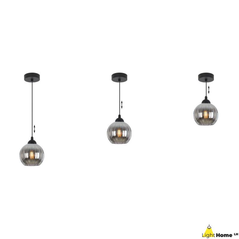 Lampa wisząca sufitowa żyrandol grafitowy COSTA szklany kula pojedynczy do łazienki kuchni