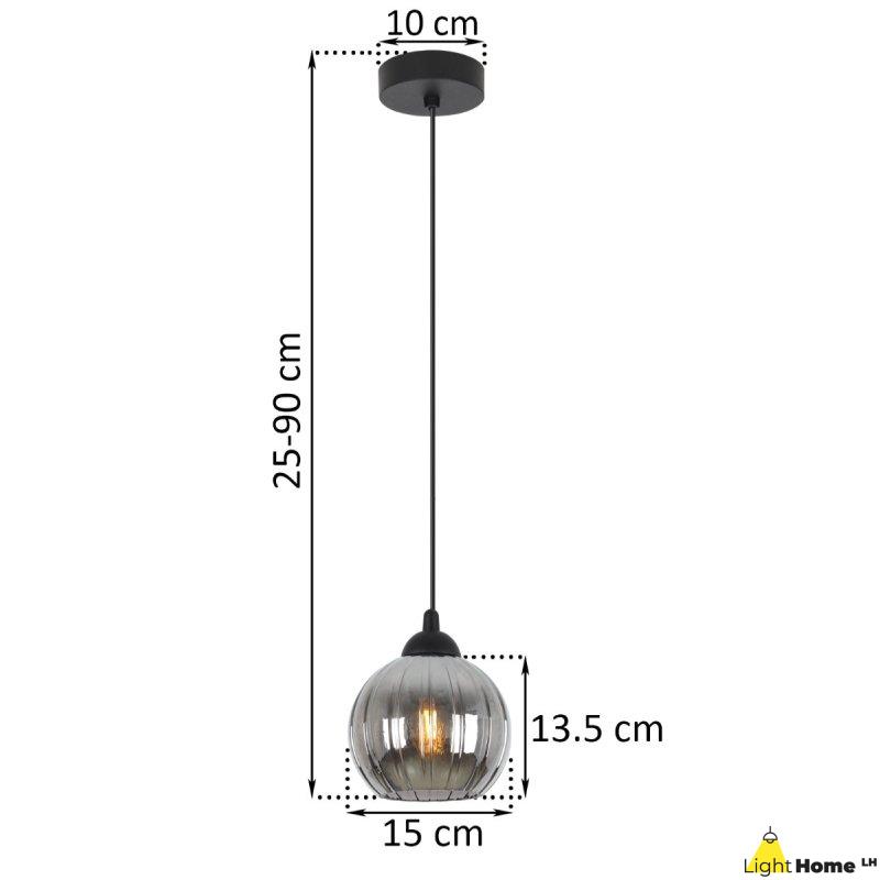 Lampa wisząca sufitowa żyrandol grafitowy COSTA szklany kula pojedynczy do łazienki kuchni