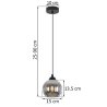 Lampa wisząca sufitowa żyrandol grafitowy COSTA szklany kula pojedynczy do łazienki kuchni