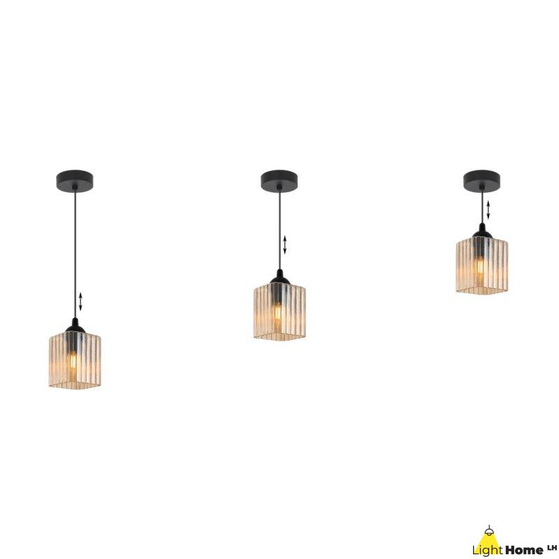 Lampa wisząca sufitowa żyrandol miodowy RIFFLE szklany kwadrat pojedynczy do jadalni kuchni