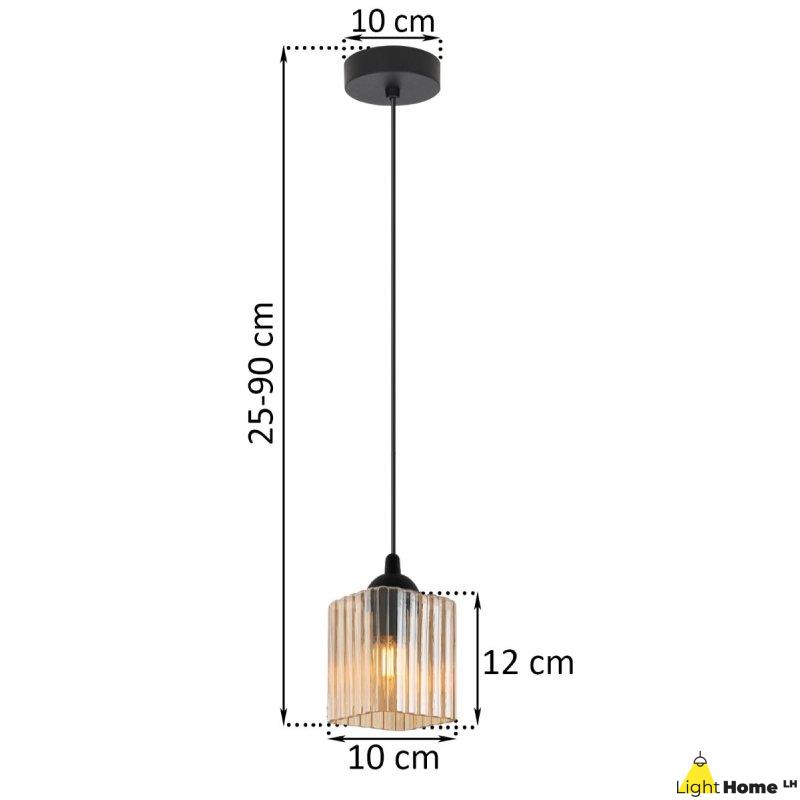 Lampa wisząca sufitowa żyrandol miodowy RIFFLE szklany kwadrat pojedynczy do jadalni kuchni