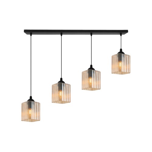 Lampa wisząca sufitowa żyrandol miodowy RIFFLE szklany nad stół i wyspę E27 4 źródła