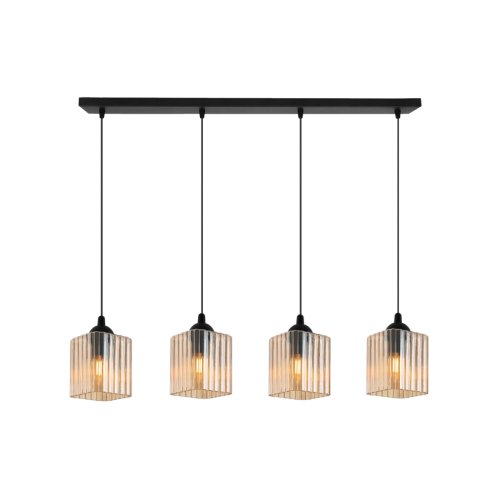 Lampa wisząca sufitowa żyrandol miodowy RIFFLE szklany nad stół i wyspę E27 4 źródła