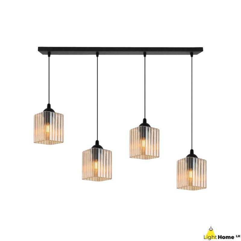 Lampa wisząca sufitowa żyrandol miodowy RIFFLE szklany nad stół i wyspę E27 4 źródła