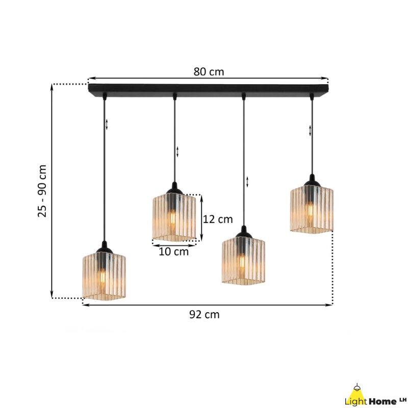 Lampa wisząca sufitowa żyrandol miodowy RIFFLE szklany nad stół i wyspę E27 4 źródła