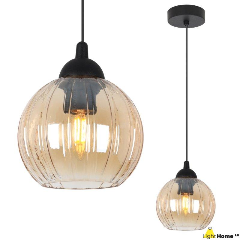 Lampa wisząca sufitowa żyrandol miodowy COSTA szklany kula pojedynczy glamour nad stół