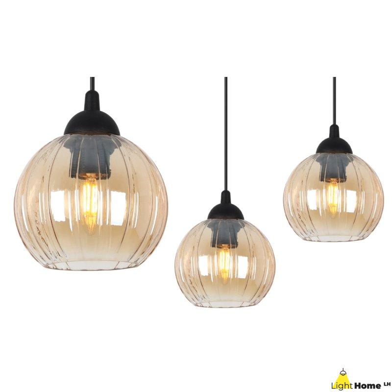 Lampa wisząca sufitowa żyrandol miodowy COSTA szklany kula pojedynczy glamour nad stół