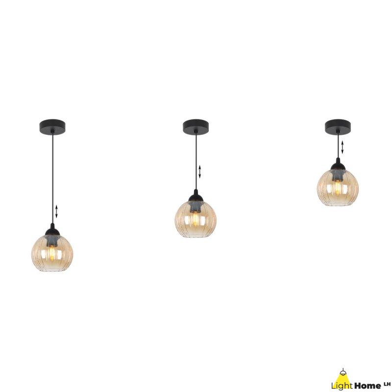 Lampa wisząca sufitowa żyrandol miodowy COSTA szklany kula pojedynczy glamour nad stół