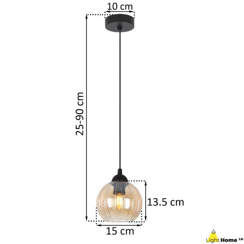 Lampa wisząca sufitowa żyrandol miodowy COSTA szklany kula pojedynczy glamour nad stół