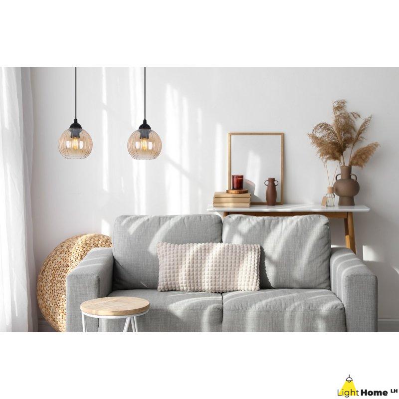 Lampa wisząca sufitowa żyrandol miodowy COSTA szklany kula pojedynczy glamour nad stół