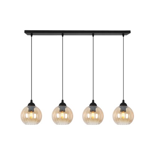 Lampa wisząca sufitowa żyrandol miodowy COSTA szklany kula glamour czarna listwa
