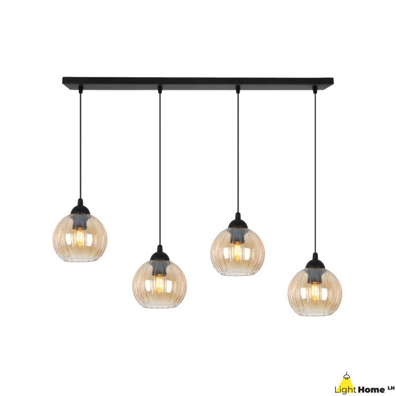 Lampa wisząca sufitowa żyrandol miodowy COSTA szklany kula glamour czarna listwa