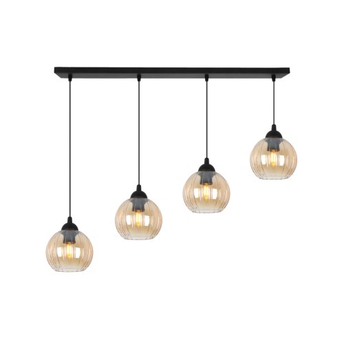 Lampa wisząca sufitowa żyrandol miodowy COSTA szklany kula glamour czarna listwa