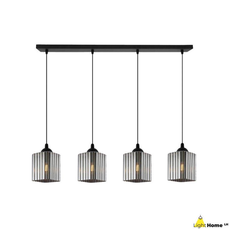 Lampa wisząca sufitowa żyrandol grafitowy RIFFLE szklany do jadalni kuchni salonu