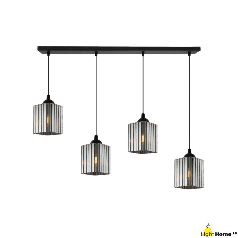 Lampa wisząca sufitowa żyrandol grafitowy RIFFLE szklany do jadalni kuchni salonu