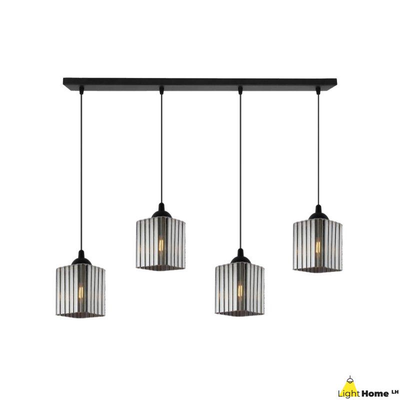 Lampa wisząca sufitowa żyrandol grafitowy RIFFLE szklany do jadalni kuchni salonu