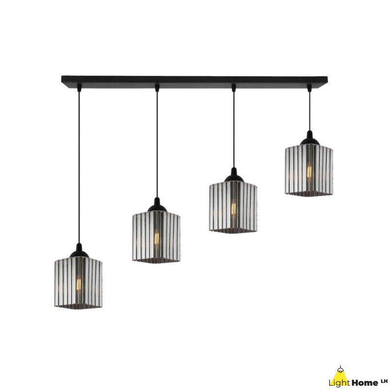 Lampa wisząca sufitowa żyrandol grafitowy RIFFLE szklany do jadalni kuchni salonu