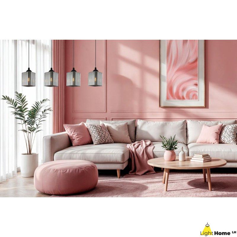 Lampa wisząca sufitowa żyrandol grafitowy RIFFLE szklany do jadalni kuchni salonu