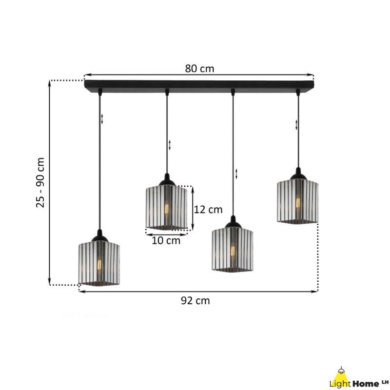 Lampa wisząca sufitowa żyrandol grafitowy RIFFLE szklany do jadalni kuchni salonu