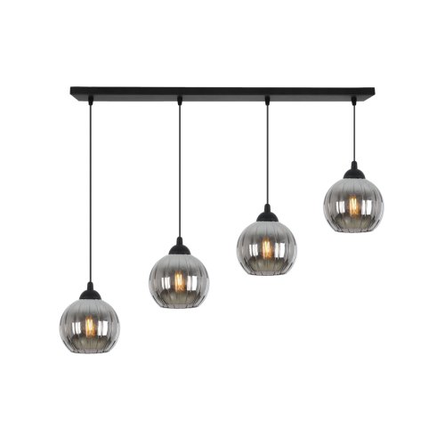 Lampa wisząca sufitowa żyrandol grafitowy COSTA szklany kula glamour czarna listwa