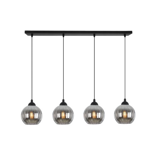 Lampa wisząca sufitowa żyrandol grafitowy COSTA szklany kula glamour czarna listwa