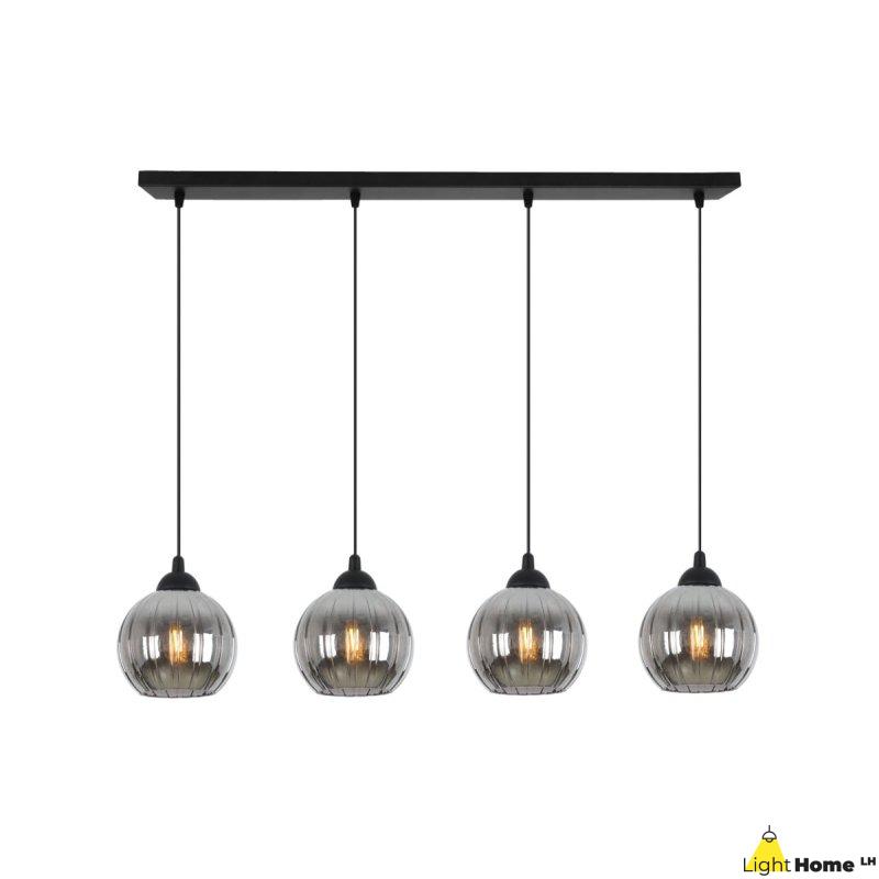 Lampa wisząca sufitowa żyrandol grafitowy COSTA szklany kula glamour czarna listwa
