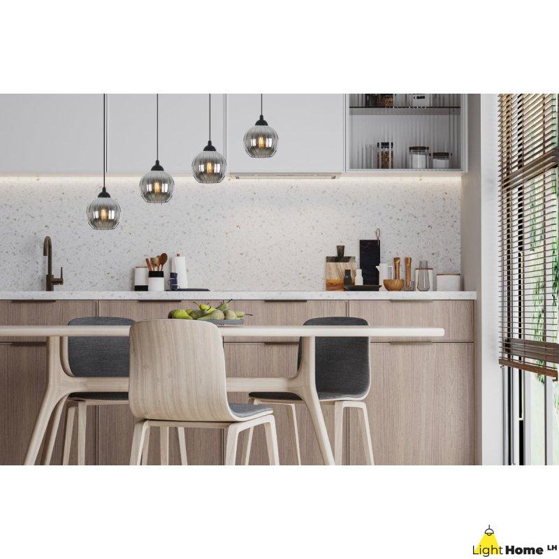 Lampa wisząca sufitowa żyrandol grafitowy COSTA szklany kula glamour czarna listwa