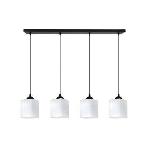 Lampa wisząca sufitowa żyrandol RIFFLE biały szklany ryflowany nad stół i wyspę E27