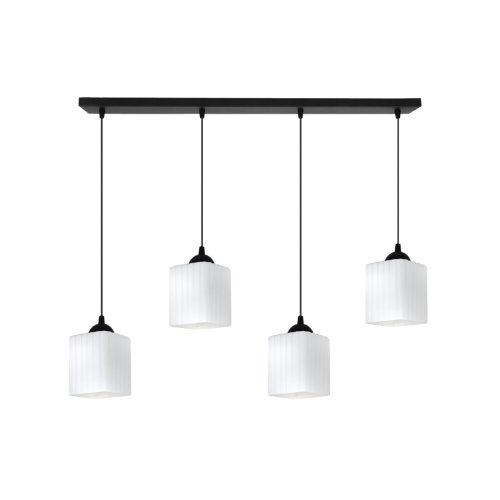 Lampa wisząca sufitowa żyrandol RIFFLE biały szklany ryflowany nad stół i wyspę E27