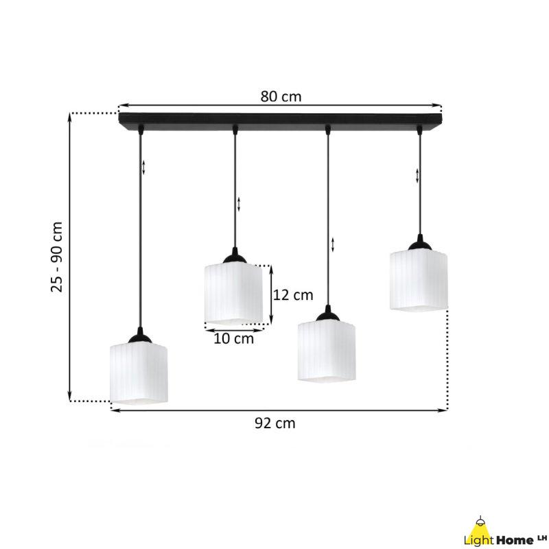 Lampa wisząca sufitowa żyrandol RIFFLE biały szklany ryflowany nad stół i wyspę E27