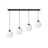 Lampa wisząca sufitowa żyrandol COSTA biały szklany kula nad stół i wyspę E27 czarna listwa
