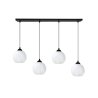 Lampa wisząca sufitowa żyrandol COSTA biały szklany kula nad stół i wyspę E27 czarna listwa