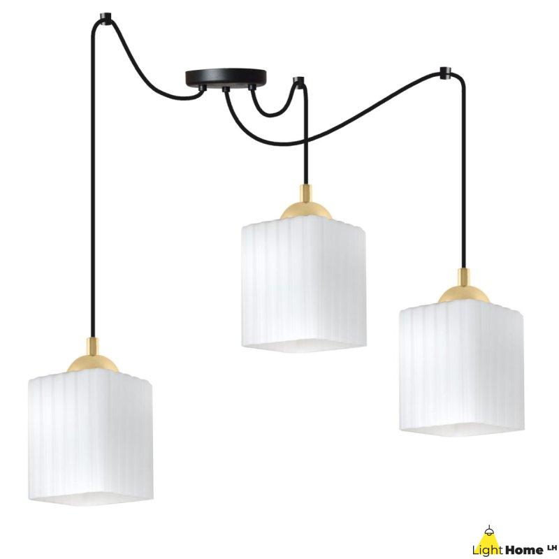 Lampa wisząca sufitowa żyrandol RIFFLE czarny pająk loft do salonu kuchni złote akcenty E27