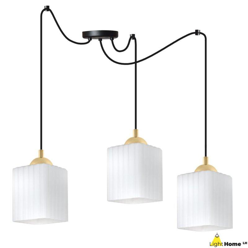 Lampa wisząca sufitowa żyrandol RIFFLE czarny pająk loft do salonu kuchni złote akcenty E27