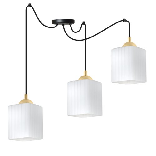 Lampa wisząca sufitowa żyrandol RIFFLE czarny pająk loft do salonu kuchni złote akcenty E27