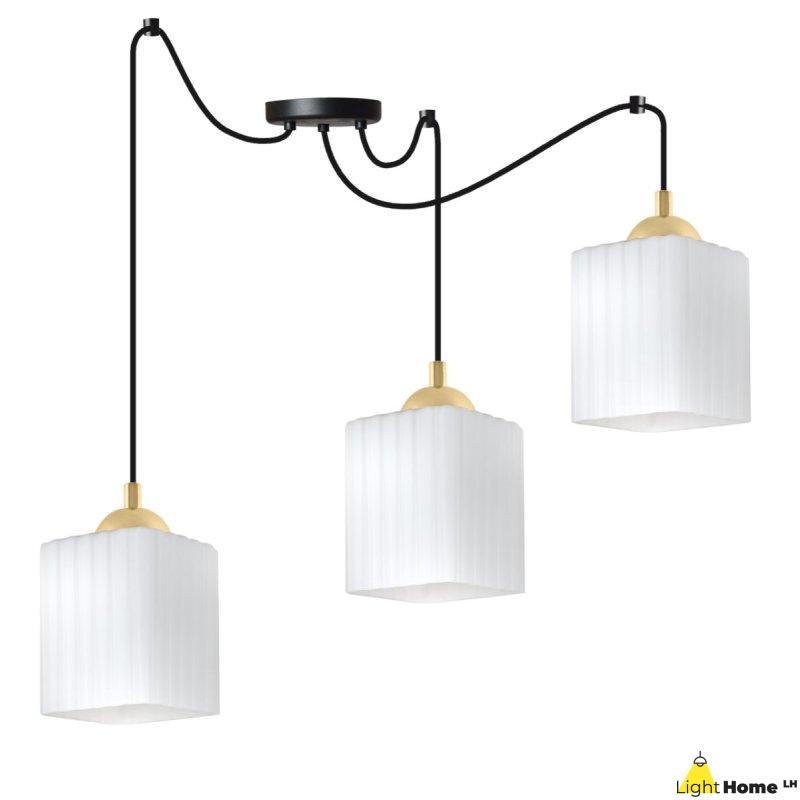 Lampa wisząca sufitowa żyrandol RIFFLE czarny pająk loft do salonu kuchni złote akcenty E27