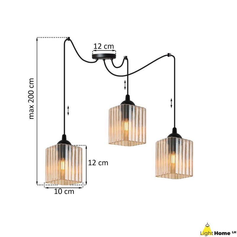 Lampa wisząca sufitowa żyrandol miodowy RIFFLE czarny pająk loft glamour nad stół i wyspę E27