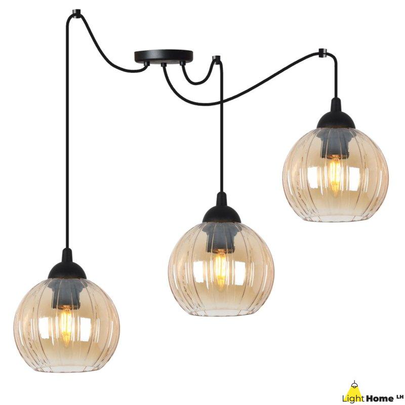 Lampa wisząca sufitowa żyrandol miodowy COSTA czarny pająk loft do łazienki kuchni