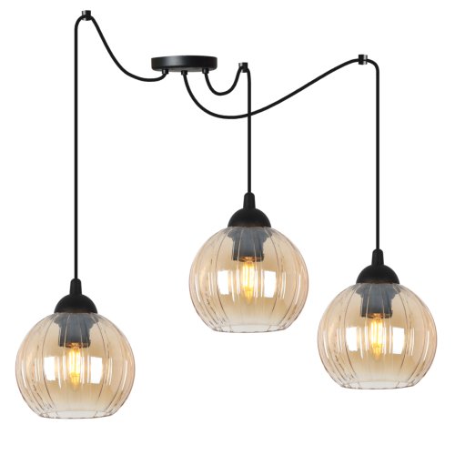 Lampa wisząca sufitowa żyrandol miodowy COSTA czarny pająk loft do łazienki kuchni