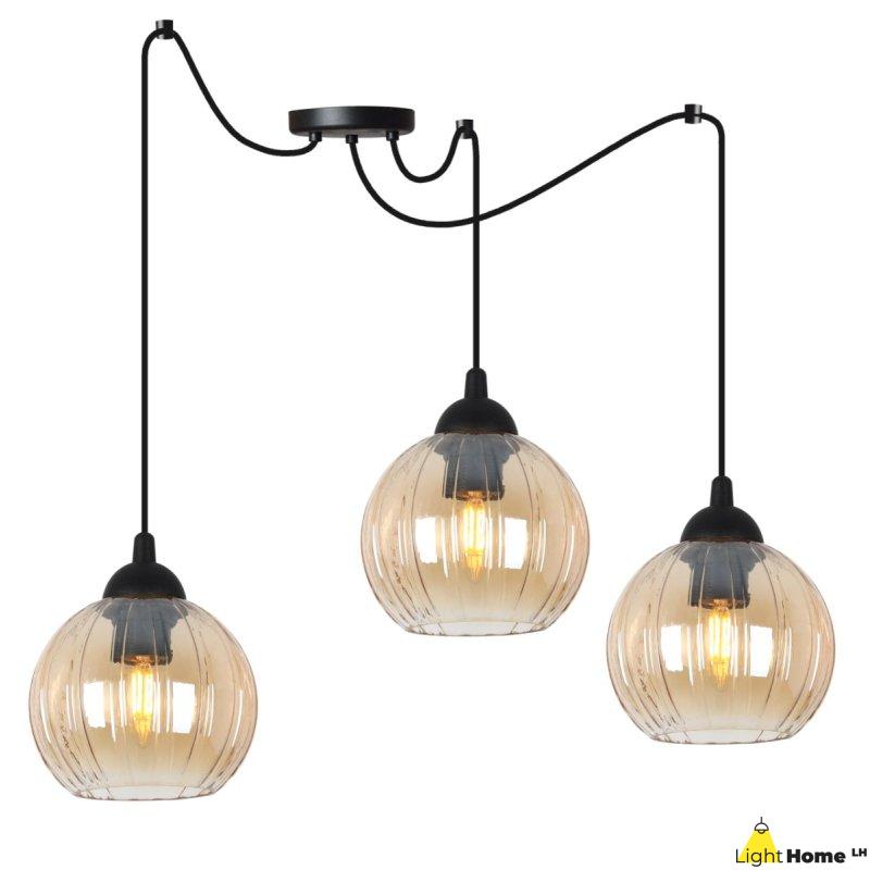Lampa wisząca sufitowa żyrandol miodowy COSTA czarny pająk loft do łazienki kuchni
