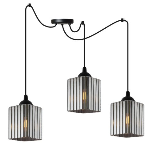 Lampa wisząca sufitowa żyrandol grafitowy RIFFLE czarny pająk loft do łazienki kuchni